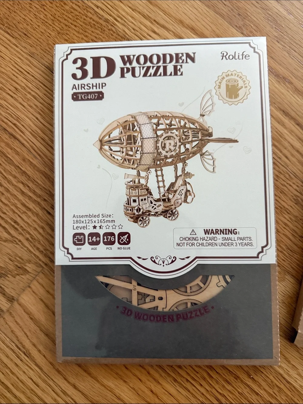 3D Wooden Puzzle Airship & Fishing Ship Set - Natural Wood